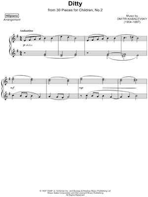 30 Pieces for Children, Op. 27, No. 2: Ditty