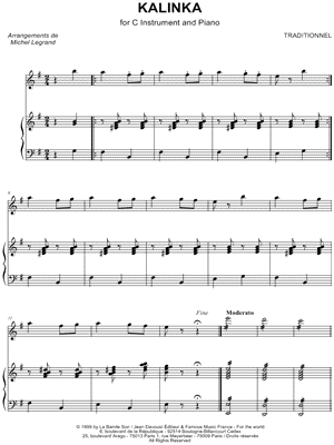 Kalinka - C Instrument & Piano