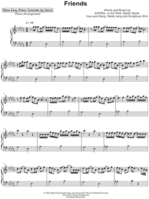 Friends [Slow Easy Piano Tutorial]