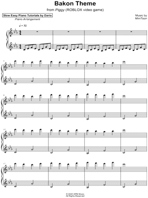 Bakon Theme [Slow Easy Piano Tutorial]