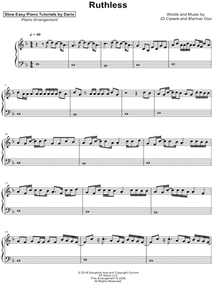 Ruthless [Slow Easy Piano Tutorial]