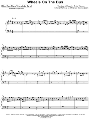Wheels on the Bus [Slow Easy Piano Tutorial]