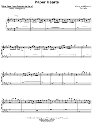 Paper Hearts [Slow Easy Piano Tutorial]