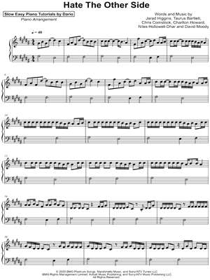 Hate the Other Side [Slow Easy Piano Tutorial]