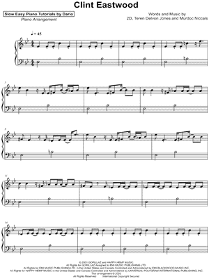 Clint Eastwood [Slow Easy Piano Tutorial]