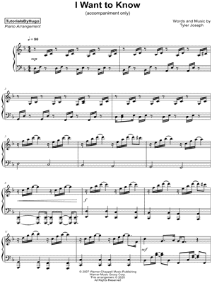 I Want to Know [accompaniment only]