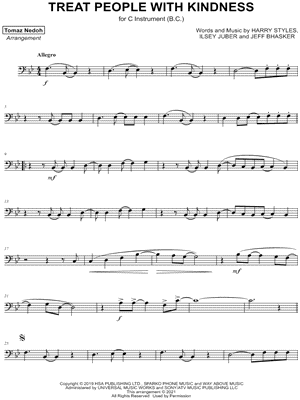 Treat People with Kindness - Bass Clef Instrument