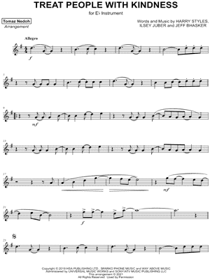 Treat People with Kindness - Eb Instrument