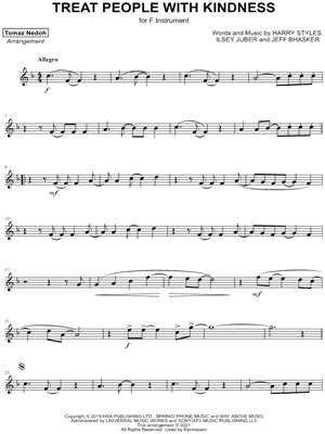 Treat People with Kindness - F Instrument