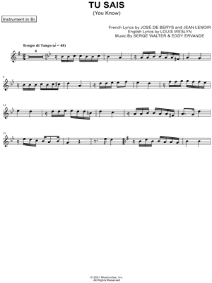 Tu Sais - Bb Instrument
