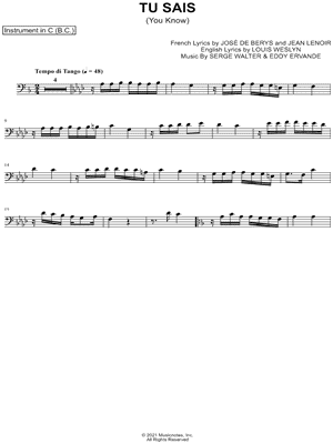 Tu Sais - Bass Clef Instrument