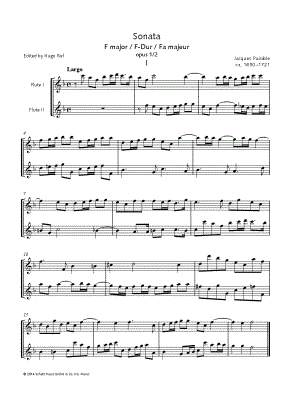 Sonata in F Major, Op. 1 No. 2 - Treble Recorder Duet