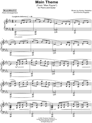 Max Payne - Main Theme - Piano & Guitar