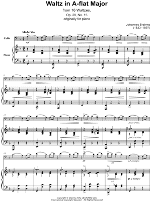 Waltz, Op. 39, No. 15 - Cello & Piano