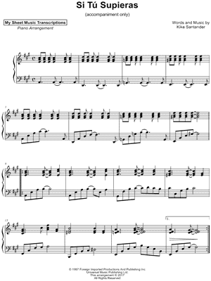 Si Tú Supieras [accompaniment only]