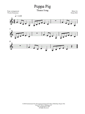 Peppa Pig Theme Song [1 hand]
