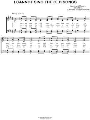 I Cannot Sing the Old Songs