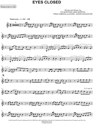 Eyes Closed - Bb Instrument