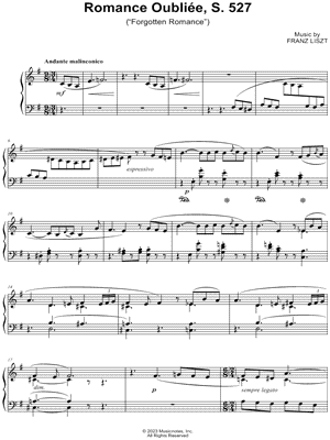 Romance oubliée, S.527