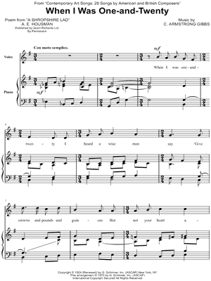 When I Was One-and-Twenty