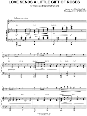 Love Sends a Little Gift of Roses - Piano Accompaniment