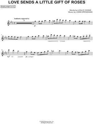 Love Sends a Little Gift of Roses - C Instrument