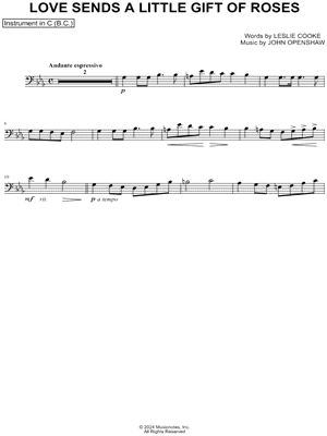 Love Sends a Little Gift of Roses - Bass Clef Instrument