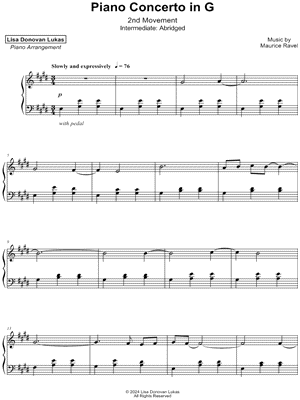 Piano Concerto in G - 2nd Movement [intermediate - abridged]