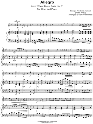Allegro from Water Music Suite No. 3 - French Horn & Piano