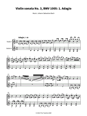 Violin Sonata No. 3, BWV 1005: 1. Adagio - Violin Duet