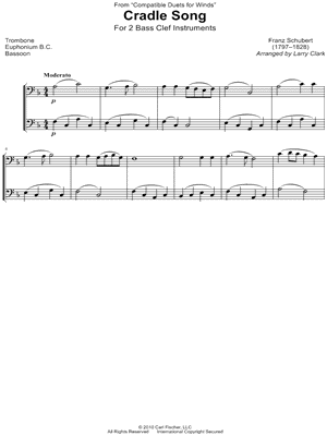 Wiegenlied / Cradle Song, D. 498 - Bass Clef Instrument Duet