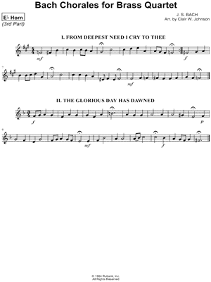 Bach Chorales for Brass Quartet - Eb French Horn