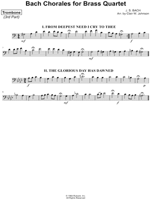 Bach Chorales for Brass Quartet - Trombone