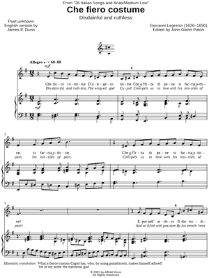 Che fiero costume - Medium Low Voice