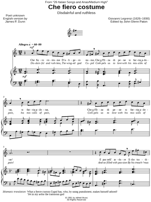 Che fiero costume - Medium High Voice