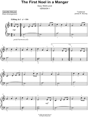 The First Noel in a Manger [easy: multi-level]