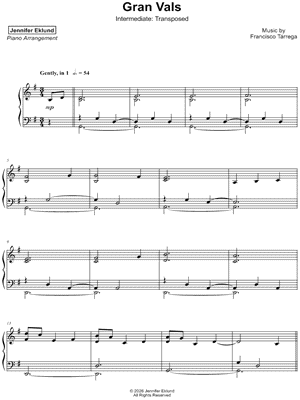 Gran Vals [intermediate - transposed]