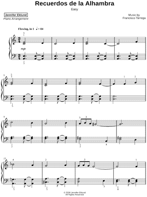 Recuerdos de la Alhambra [easy]