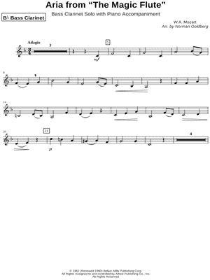 Aria from the Magic Flute - Bass Clarinet part