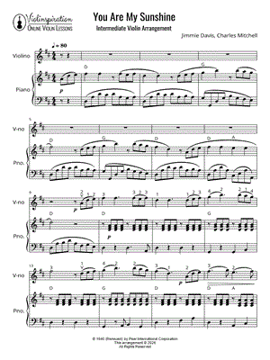 You Are My Sunshine - Violin & Piano [intermediate]