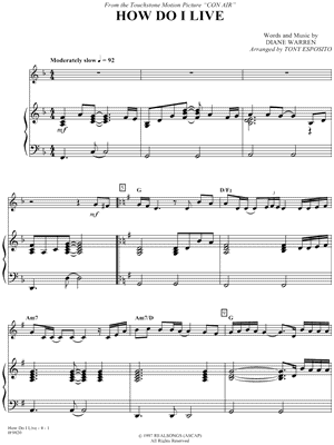 How Do I Live by Trisha Yearwood - Sheet Music