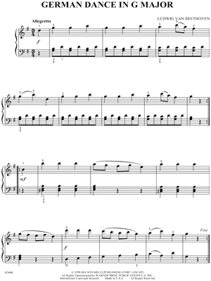 German Dance In G Major by Ludwig Van Beethoven - Sheet Music