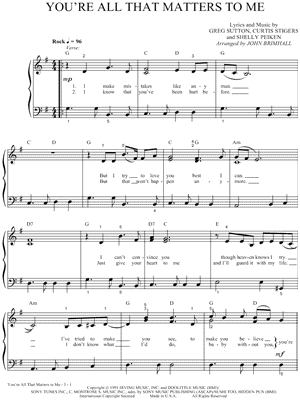 You're All That Matters To Me by Curtis Stigers - Sheet Music
