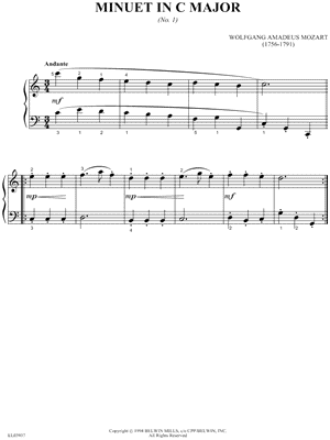 Minuet In C Major by Wolfgang Amadeus Mozart - Sheet Music