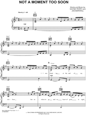 Not a Moment Too Soon by Tim McGraw - Sheet Music
