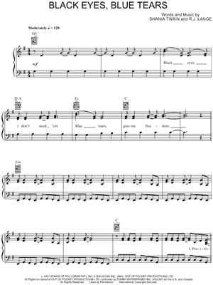 Black Eyes, Blue Tears by Shania Twain - Sheet Music