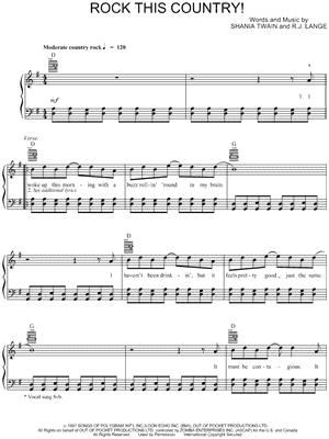 Rock This Country! by Shania Twain - Sheet Music