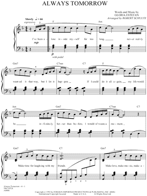 Always Tomorrow by Gloria Estefan - Sheet Music