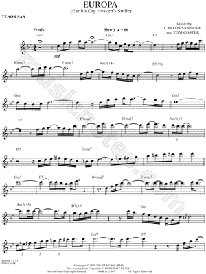 Europa (Earth's Cry Heaven's Smile) - Tenor Sax Part