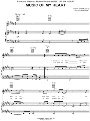 Music of My Heart by NSYNC - Sheet Music